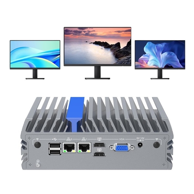 N100 쿼드 코어 팬리스 미니 PC 4K 트리플 디스플레이 HD Vga 기가비트 랜