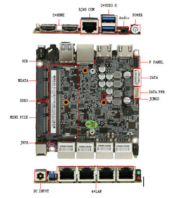 컴팩트 나노 Nuc J3160 12v 미니 PC 메인보드 RJ45 포트와 DDR3 메모리 슬롯